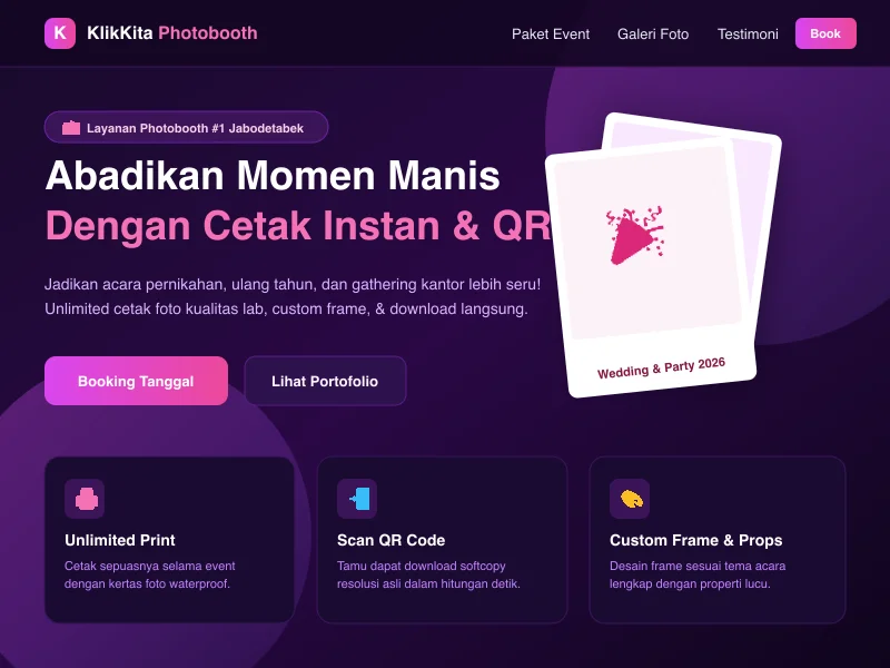Website KlikKita Photobooth buatan CorpShow